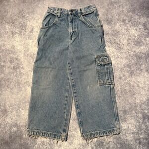Vintage Kids Sonoma Jean Company Denim Cargo Pants Blue Distressed Size 6/7